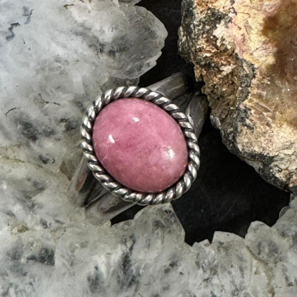 Carolyn Pollack Sterling Silver Oval Rhodonite Ring Size 6 For Women